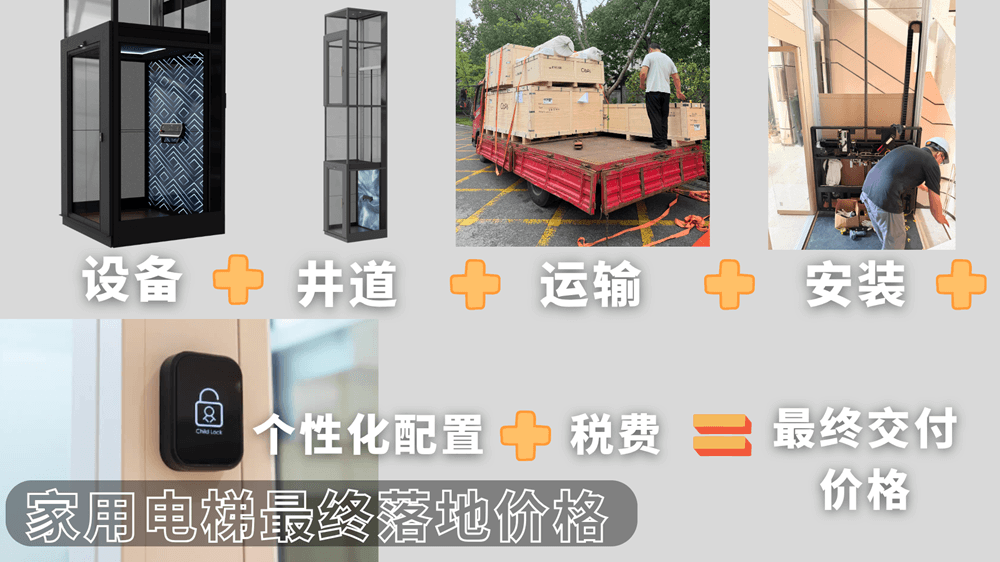 别墅电梯价格组成包括设备井道运输安装税费及定制配置